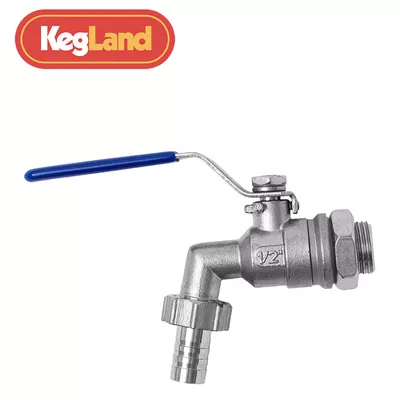 Кран шаровой с гайкой и штуцером 13 мм из нерж. стали, G 1/2