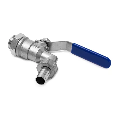 4. Кран шаровой с гайкой и штуцером 13 мм из нерж. стали, G 1/2