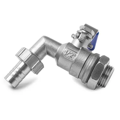 5. Кран шаровой с гайкой и штуцером 13 мм из нерж. стали, G 1/2