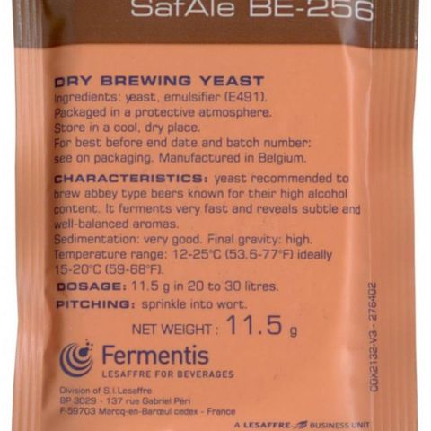 2. Пивные дрожжи Safale BE-256 (Fermentis), 11,5 г