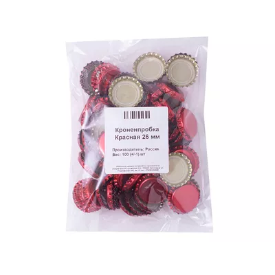 1. Кроненпробка Красная 26 мм, 100 шт